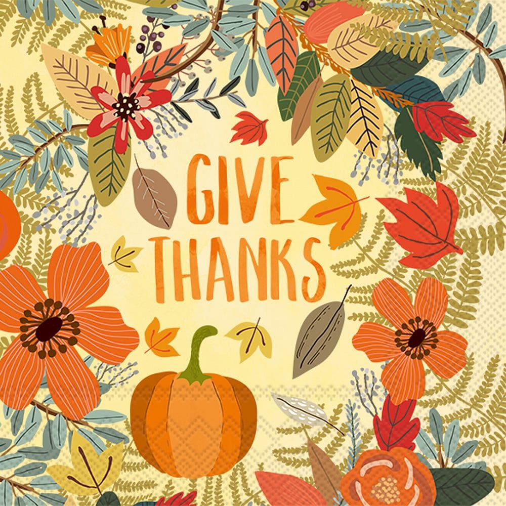 Mia Charro - Give Thanks Floral Lunch Napkin - Shelburne Country Store