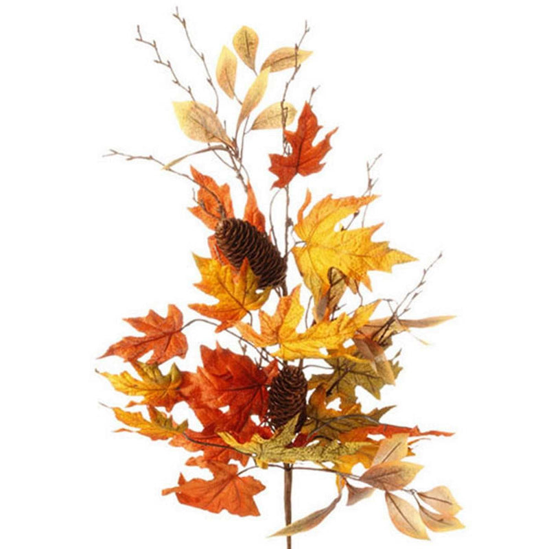 34" Fall Leaf & Pinecone Spray - Shelburne Country Store