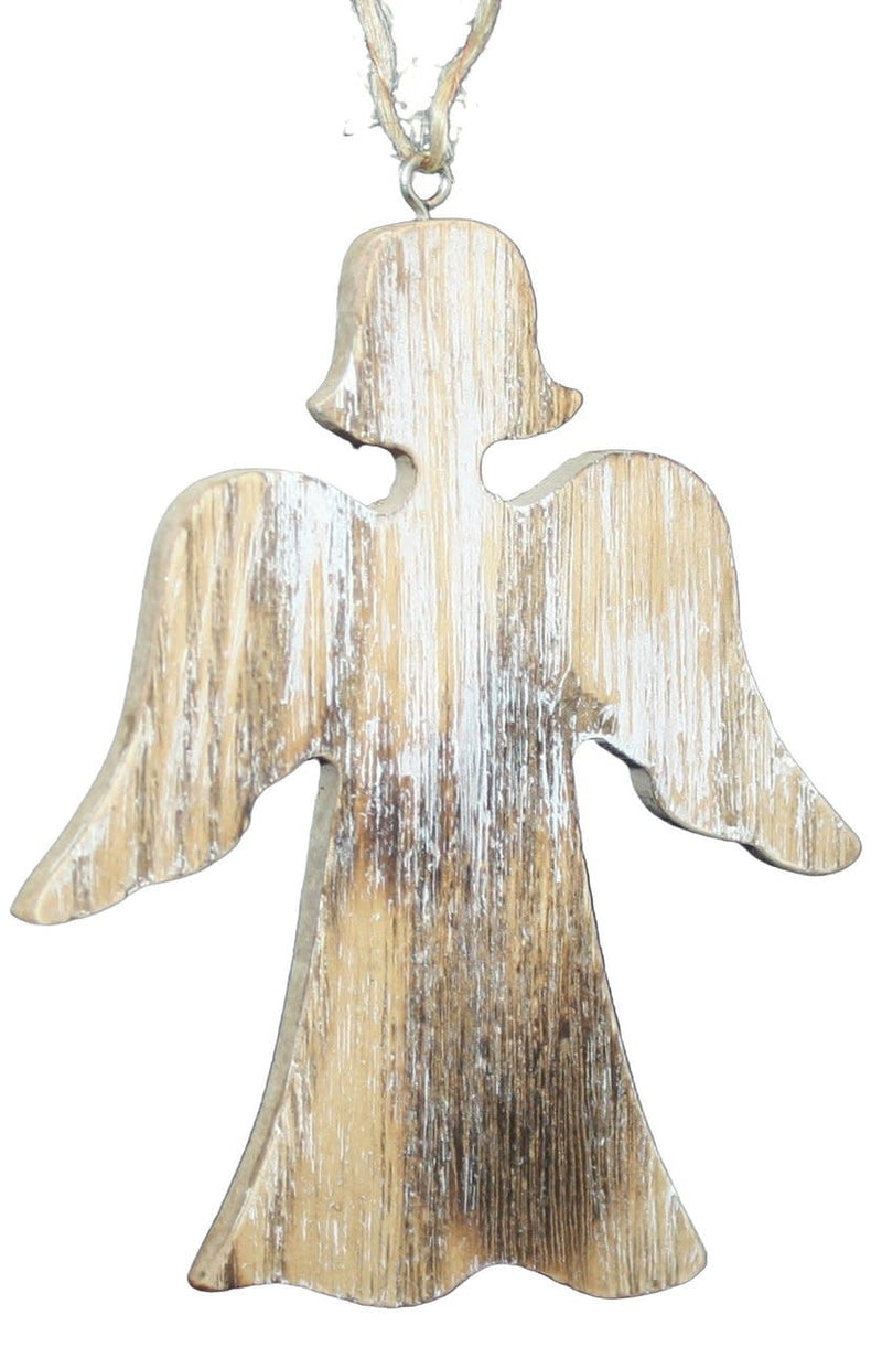 4 Inch Rustic Wood Ornament - Angel - Shelburne Country Store