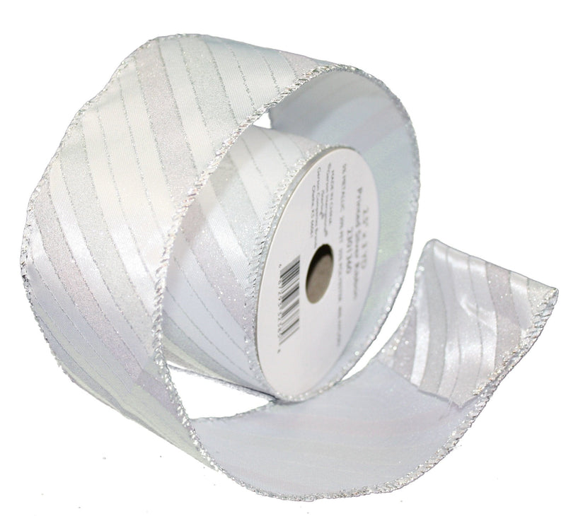 2.5 X 3 Yd Printed Silver Ribbon - - Shelburne Country Store