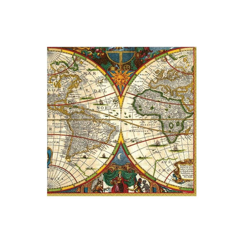 World Map Paper Cocktail Napkins - 20 Per Package - Shelburne Country Store