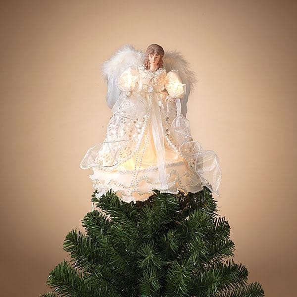 14" Lighted Ivory & Gold Angel - Shelburne Country Store