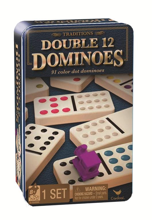 Traditions Double 12 Dominoes in Tin with Trains - Shelburne Country Store