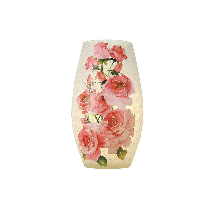Lighted Vase - Pink Rose - 4.25x4.25x7 - Shelburne Country Store