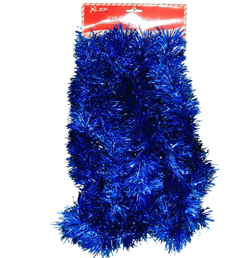 12 foot 5 Ply Holographic Tinsel Garland - Blue - Shelburne Country Store