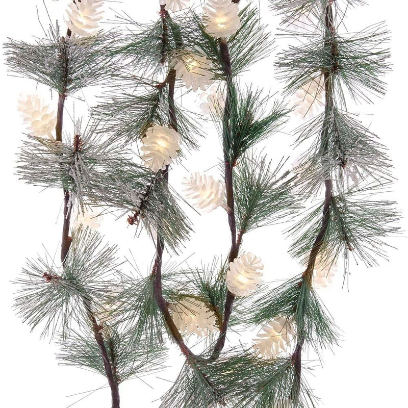 Lighted Pinecone Frosted Garland - 72 inches - Shelburne Country Store