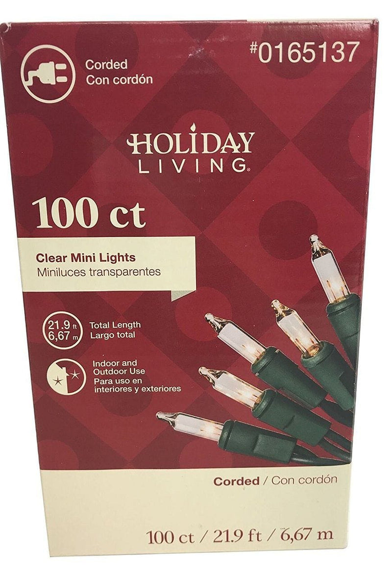 Holiday Living 100Ct Mini Light String - Clear/Green Wire - Shelburne Country Store