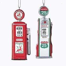 Vintage Gas Pump Station Ornament - White - Shelburne Country Store