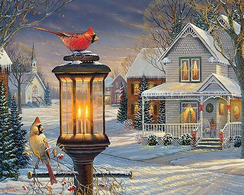 Cardinals In Winter Puzzle - 1000 Piece - Shelburne Country Store