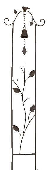 52.25-Inch High Rustic Metal Garden Trellis with Bell - - Shelburne Country Store