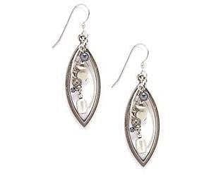 Silvertone Shapes With Cascading Beads Dangle Earrings - Shelburne Country Store