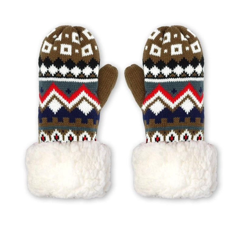 Extra Fuzzy Adult Mittens - Nordic - White - Shelburne Country Store