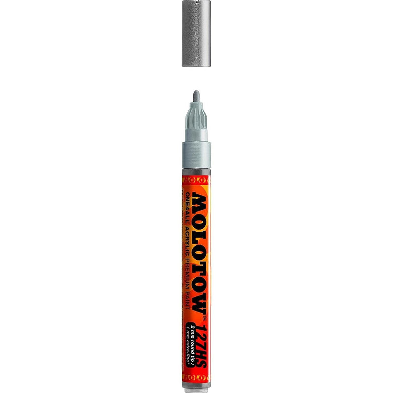 Molotow One4All Acrylic Paint Marker - Metallic Silver - 2mm Bullet Tip - Shelburne Country Store