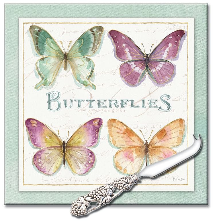 Rainbow Butterflies Square Cheese Board - Shelburne Country Store