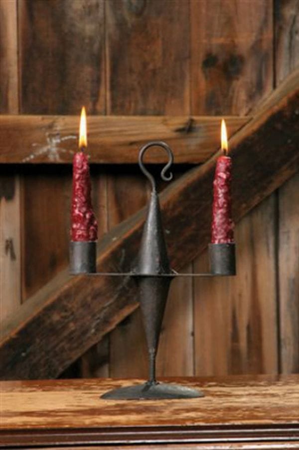 Iron Double Candle Holder Wrought Iron - Shelburne Country Store