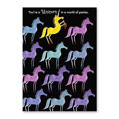 Unicorn In World Of Ponies Birthday Card - Shelburne Country Store