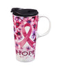 Ceramic Travel Cup w/Box, 17 oz - Pink Ribbon Hope - Shelburne Country Store