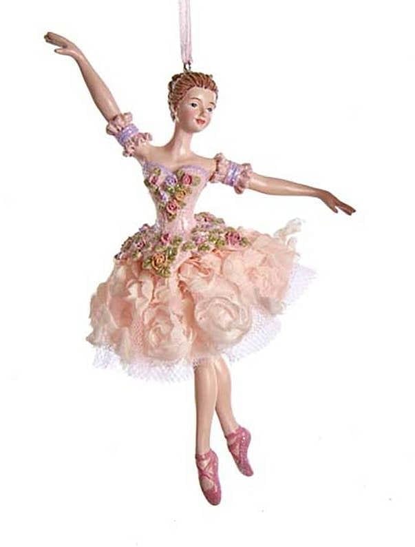Blush Pink Ballerina Ornament -  Fourth Position - Shelburne Country Store