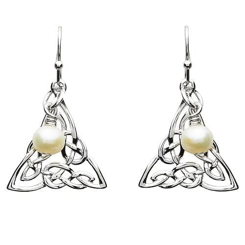 Platinum Plated Celtic Triangle Trinity Earrings - Shelburne Country Store
