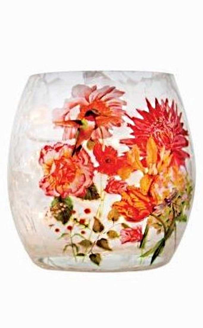 3 Inch Lighted Glass Vase - English Garden - - Shelburne Country Store