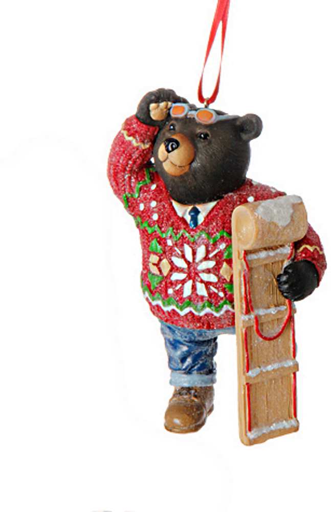 Sports Bear in a Sweater Ornament -  Waiting for the Chairlift - Shelburne Country Store