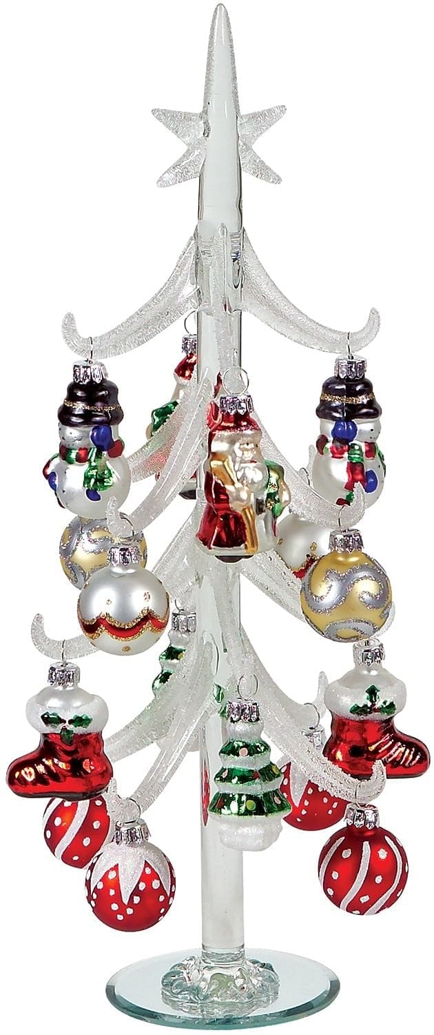 13 Inch Glass Tree with Ornaments - Shelburne Country Store