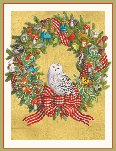 Snowy Owl Wreath - Christmas - 16 Cards (5.25'' x 6.76'') - Shelburne Country Store