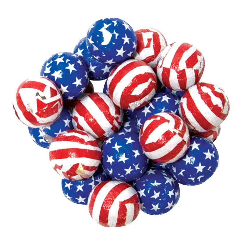 Stars & Stripes Foil Covered Milk Chocolate Balls - 1 Pound - Shelburne Country Store