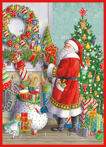 Santa At The Mantle - Advent Calendar Cards - Shelburne Country Store