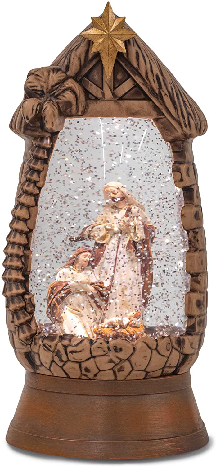 Swirl Stone Manger with Ivory Holy Family - Shelburne Country Store