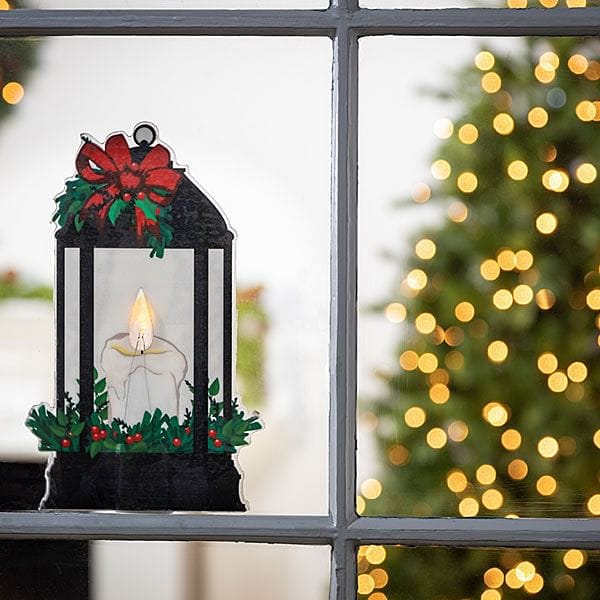LED Candle Lantern Window Cling - Black - Shelburne Country Store