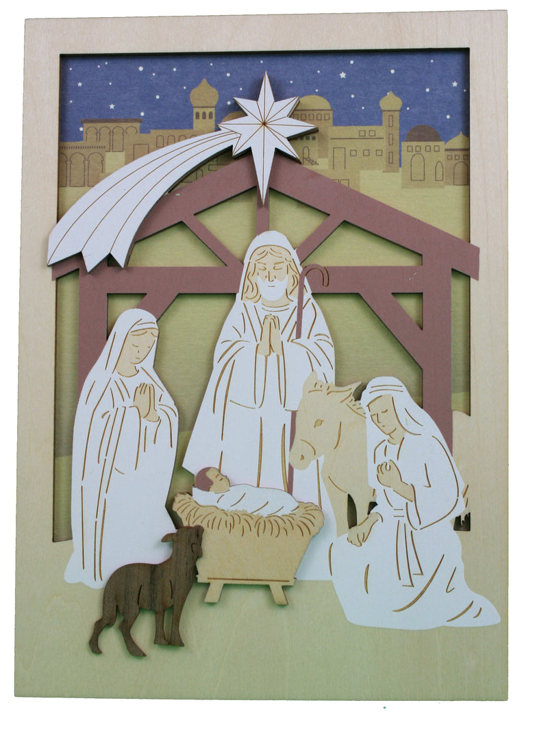 Wooden Nativity Scene Card - Shelburne Country Store