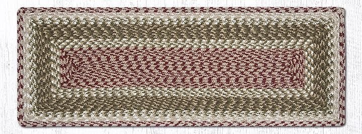 Olive/Burgundy/Gray Table Accent Runner - Shelburne Country Store