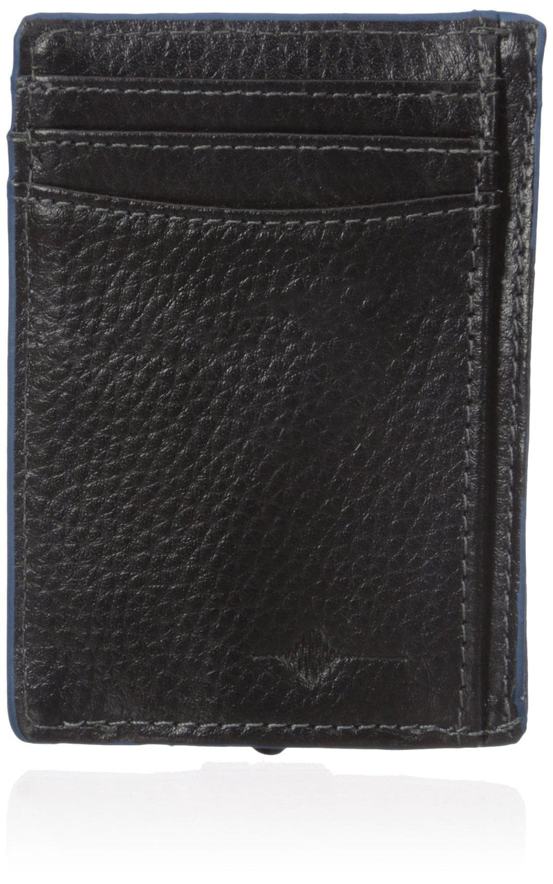 Rfid Blocking Front Pocket Money Clip Slim Wallet, Black With Blue Trim - Shelburne Country Store