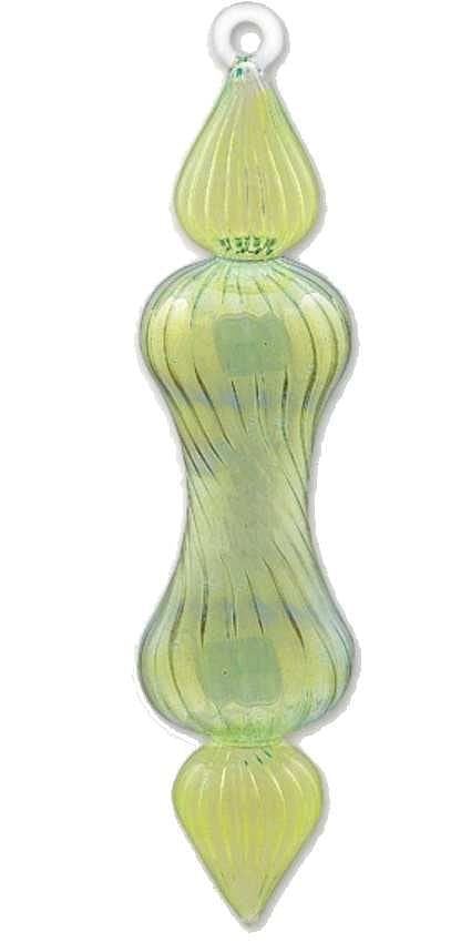 Mid Size mixed Section Twisted Glass Ornament -  Green - Shelburne Country Store