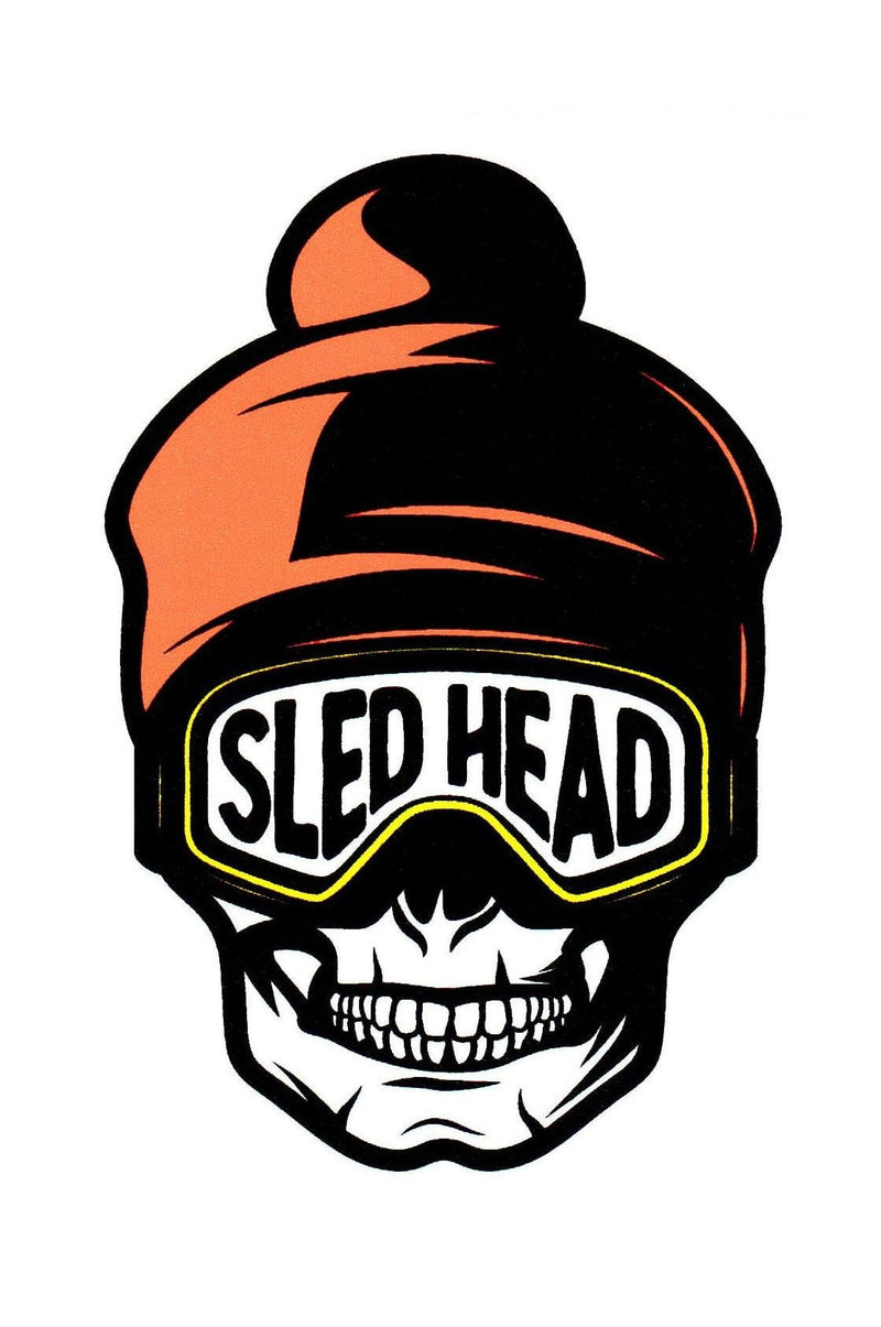 Sled Head Skeleton Head Wearing Hat Sticker - Shelburne Country Store