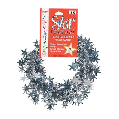 Foil Garland - Assorted Star - Silver - 25 Feet - Shelburne Country Store
