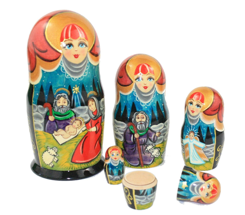 MakaPoba 5 Piece Nativity Russian Nesting Doll - Shelburne Country Store