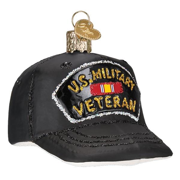 Veterans Cap Glass Ornament - Shelburne Country Store
