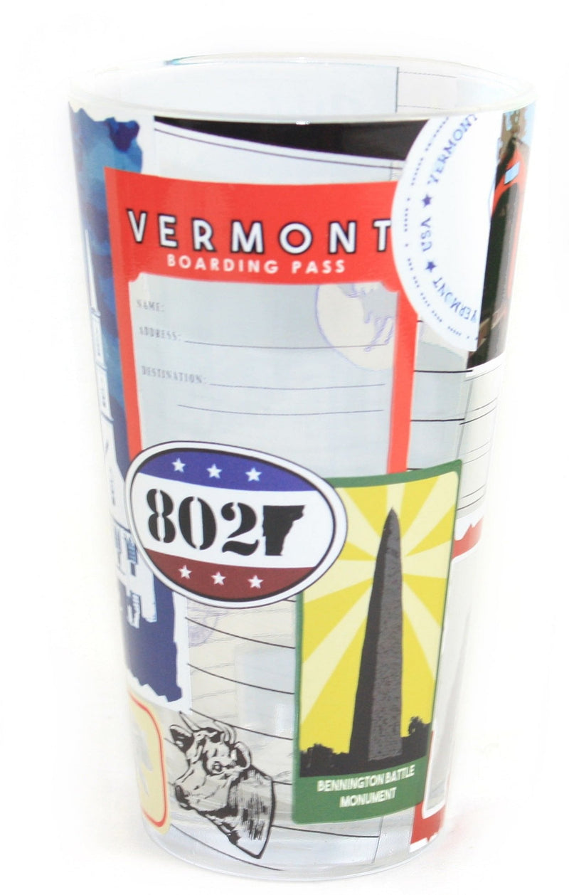 Retro Vermont Collage Pint Glass - Shelburne Country Store