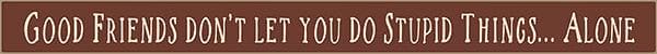 18 Inch Whimsical Wooden Sign - Good friends don't let you do stupid things - - Shelburne Country Store