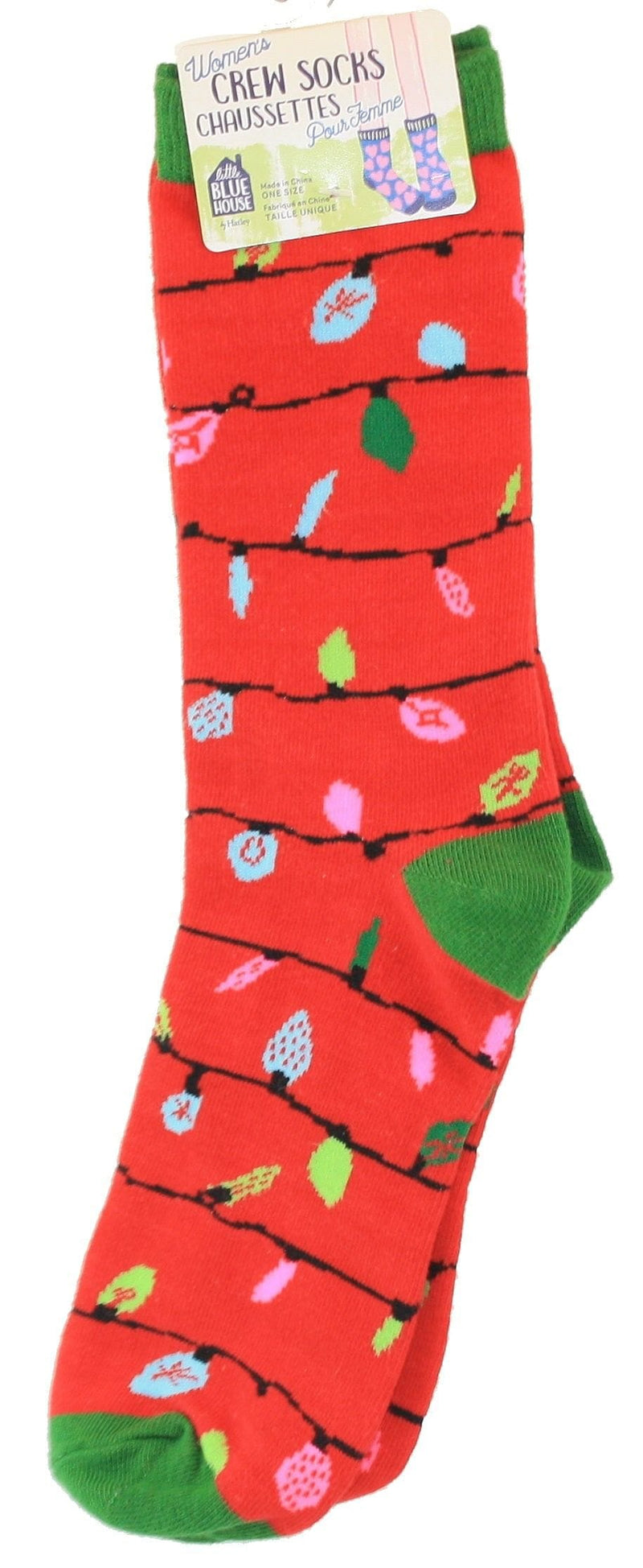 Women's Crew Socks - Red Northern Lights - Shelburne Country Store