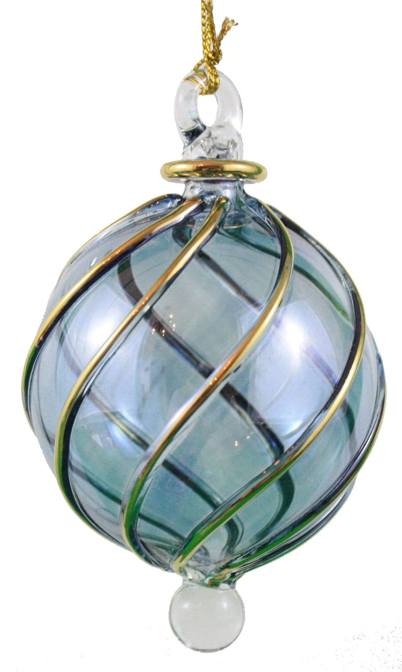 Spiral Crystal Ball with Gold Accent Ornament -  Christmas Red - Shelburne Country Store