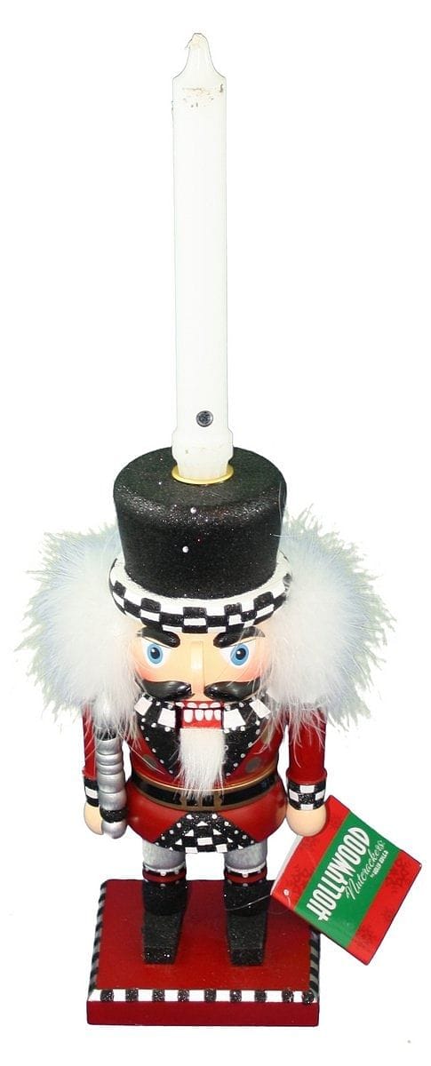Hollywood Checkered Candle Holder Nutcracker - - Shelburne Country Store