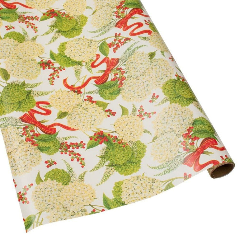 Snowball Hydrangeas Gift Wrapping Paper in White - Shelburne Country Store