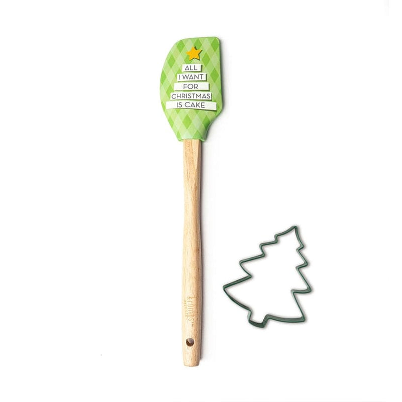 Christmas Spatula With Cookie Cutter Set - All I Want For Christmas Is Cake - Shelburne Country Store