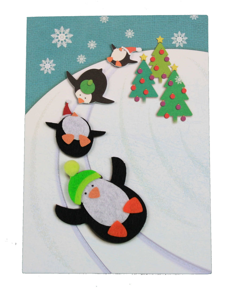Penguins Sliding Christmas Card - Shelburne Country Store