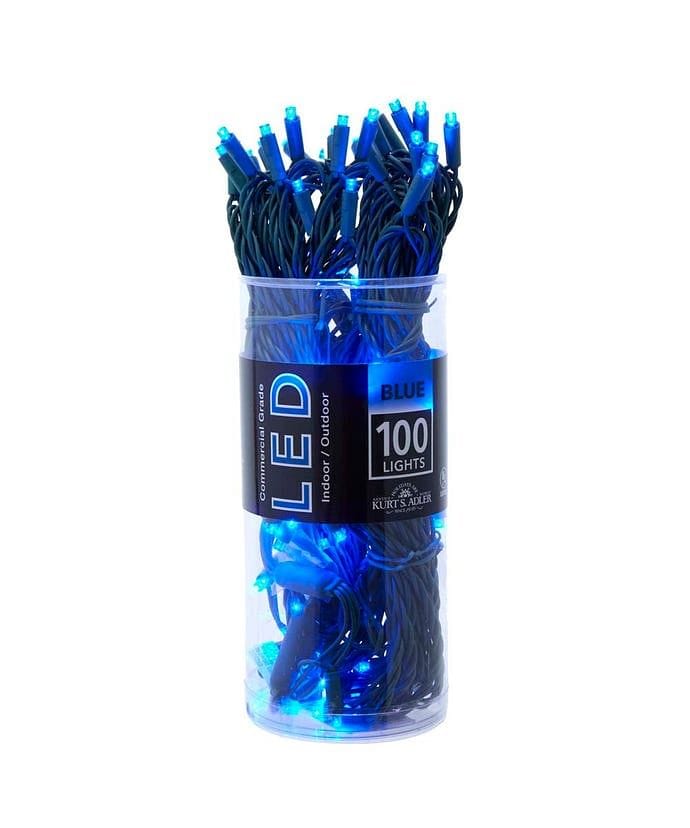 100-Light 5mm Blue LED Green Wire Light Set - Shelburne Country Store