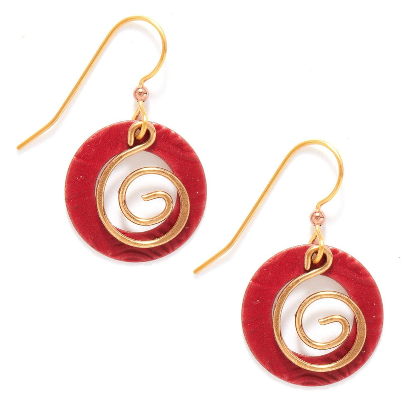 Silver Forest Of Vermont Dangle Red And Gold Round Earrings - Shelburne Country Store