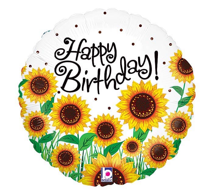 18" Happy Birthday Sunflower Balloon - Shelburne Country Store